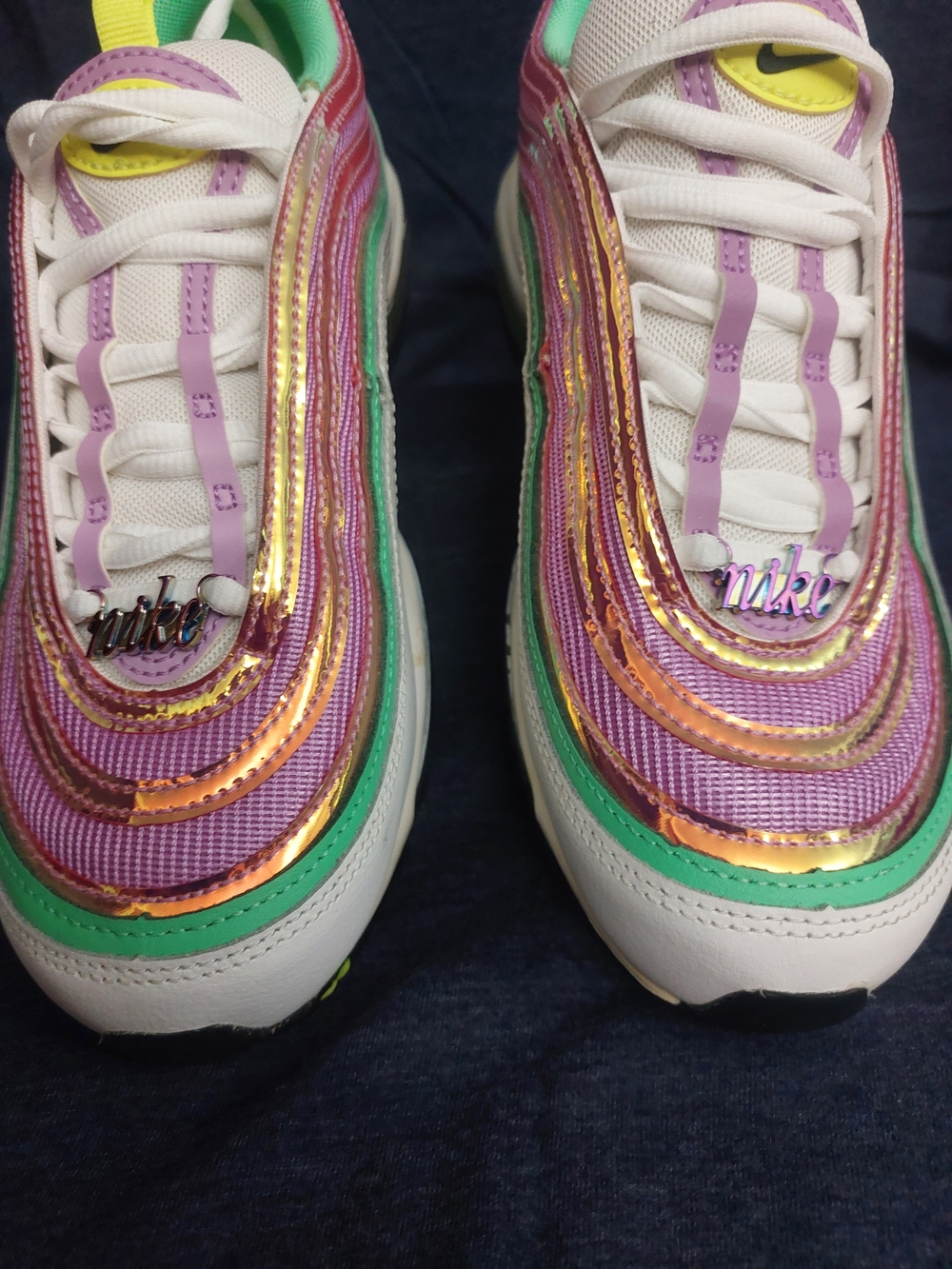 Nike Women’s Air Max 97 — Purple/Pink & Green Metallic Running Shoes Sz 8 - Picture 15 of 16
